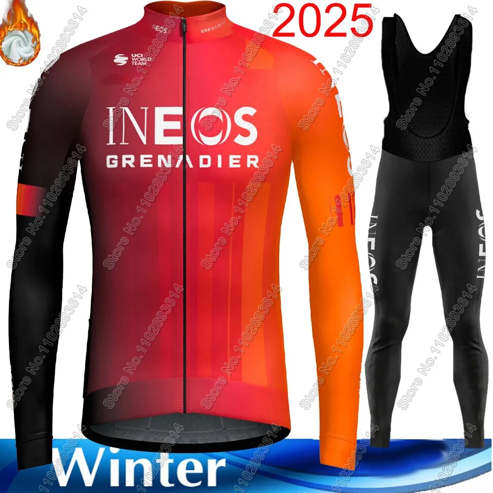 2025 Winter INEOSFUL Grenadier Team Cycling Jersey Set Thermal Fleece Clothing Long Sleeve Road Pants Bib Bike Suit MTB Maillot