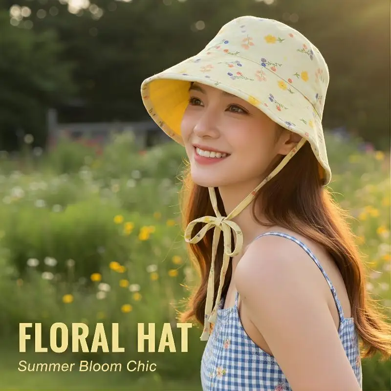 Floral Reversible Bucket Hat Women Sunhat uv차단 шляпа женская от солнца Gorros para el sol de mujer Wide Brim Cap zomer pet dames