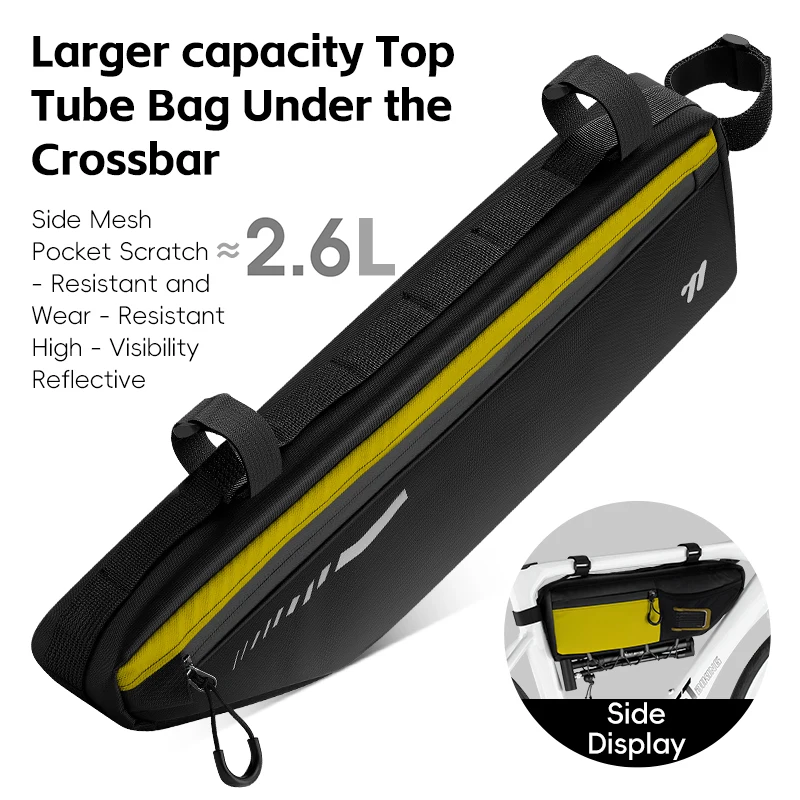 

Bicycle Top Tube Bag - Waterproof & Scratch-Resistant with Velcro Strap for Mountain & Road Bikes Cycling Gear