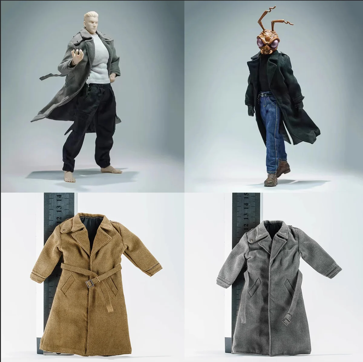 

1/12 Soldier Clothing Windbreaker Trenchcoat Overcoat Black Grey Coffee Model Fit 6'' Action Figure WWE Strong Body In Stock