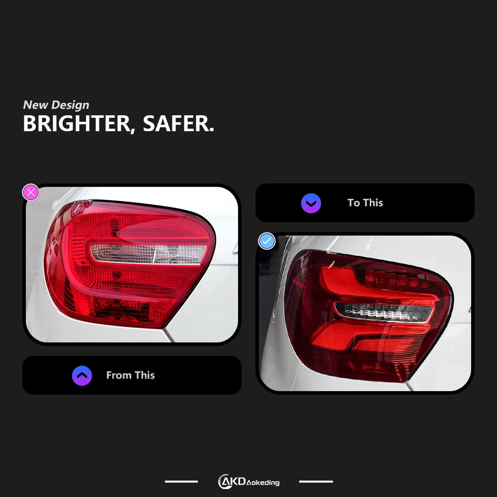 AKD Tail lights Styling Tail light for W176 A45 2013-2018 type tail light LED DRL Running signal Brake Back Parking lighthouse