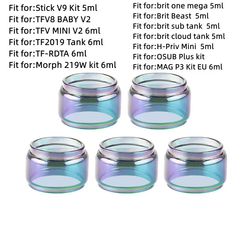 5PCS Bubble Glass Tube for Stick V9 TFV8 BABY V2 TFV MINI V2 TF2019 TF-RDTA Morph 219W brit H-Priv Mini OSUB Plus MAG P3