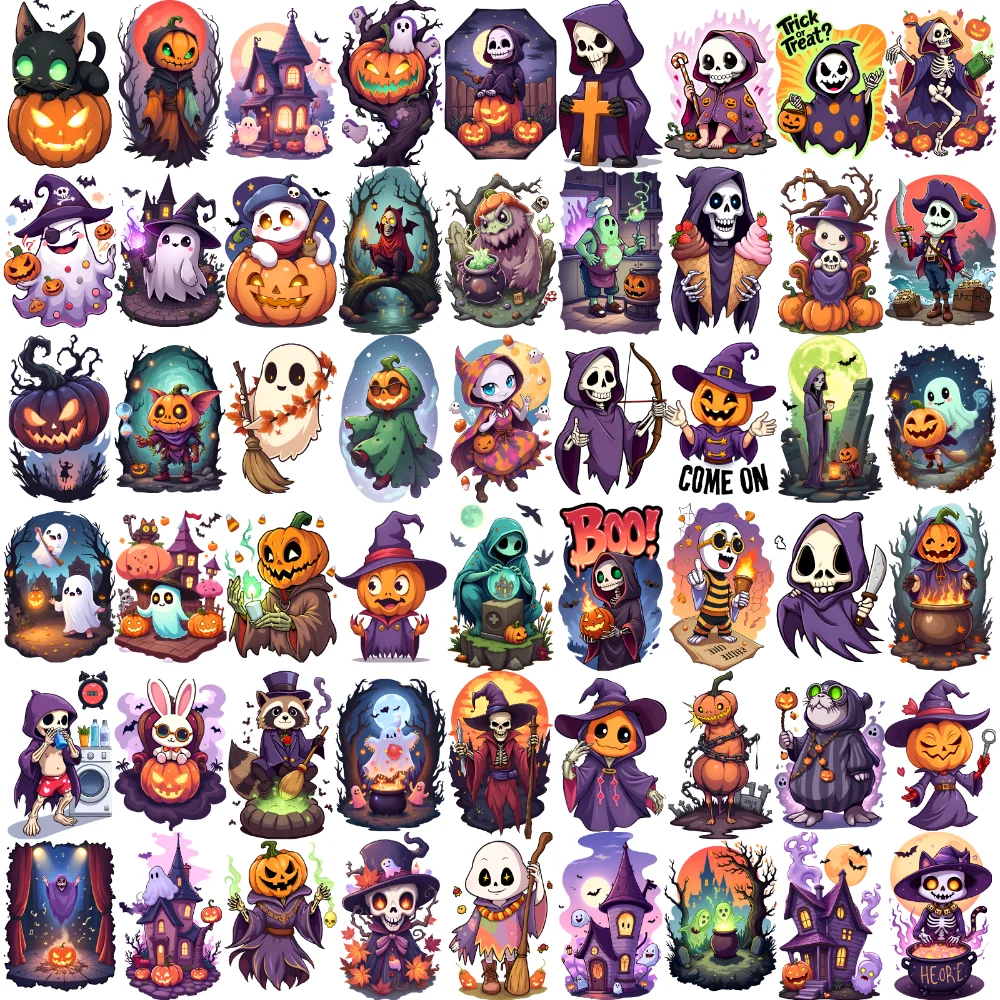 

63pcs Temporary Tattoo Skeleton Temporary Tattoo Stickers Cat Ghost Comic Pumpkin For Girls Arms Children