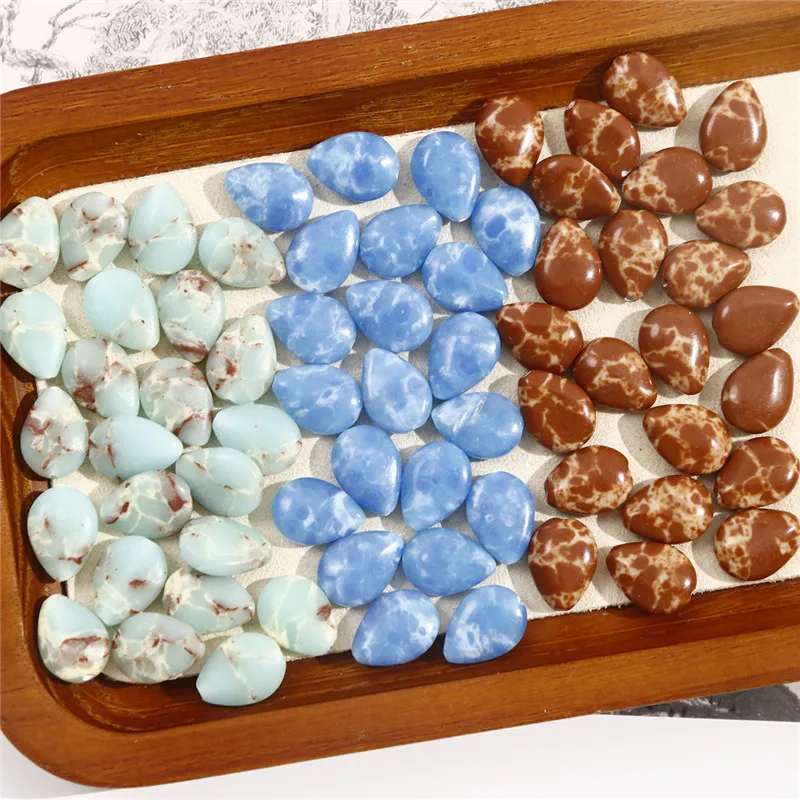 New style 50pcs/lot color pattern print cartoon water drop shape stone beads diy jewelry earring/garment accessory