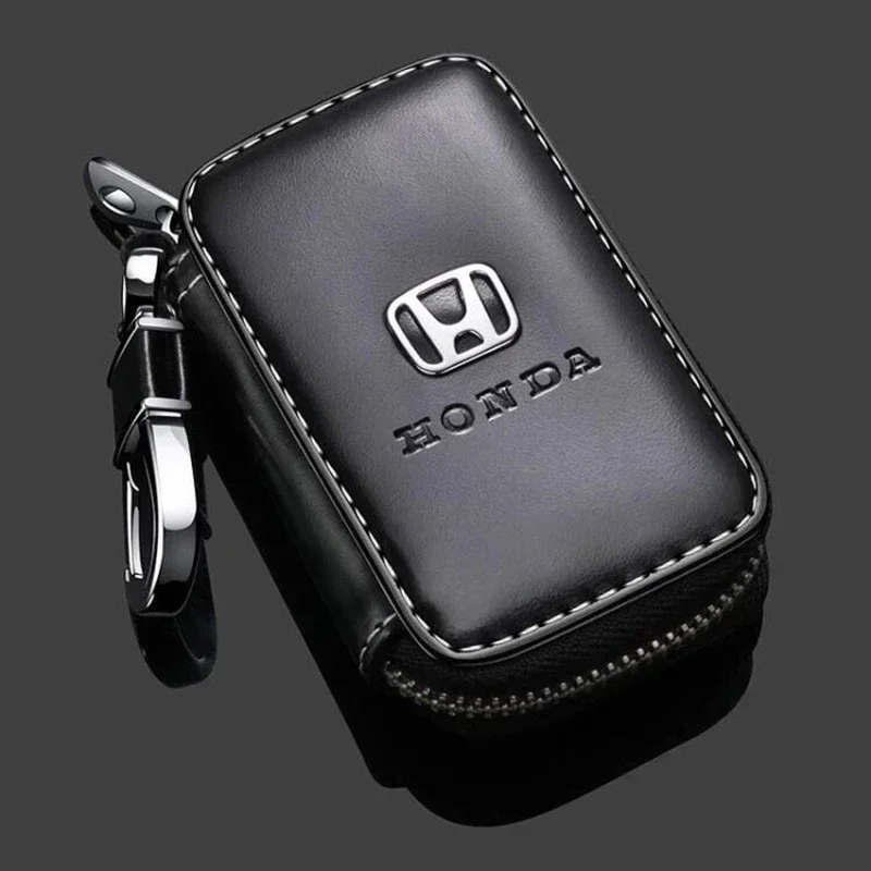 Leather Car Key Case Key Chain Bag Cover for Honda Elysion Accord CRV Civic City Odyssey HRV Jazz CRZ Spirior Crosstour Fit Jade