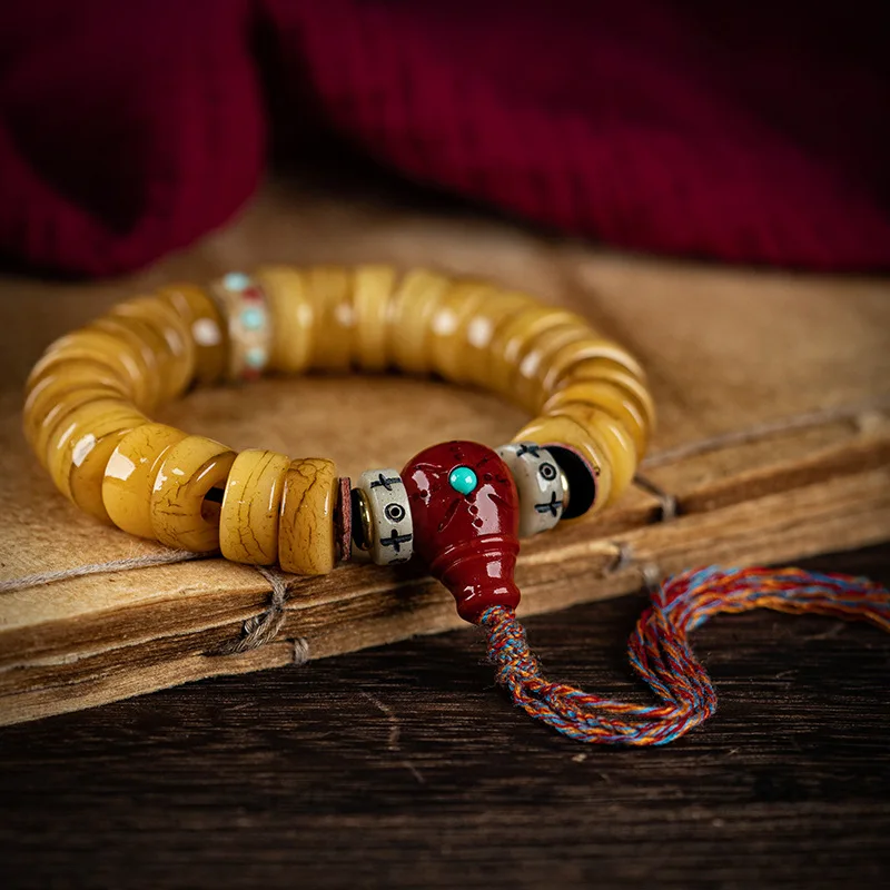 

Design Old Materials Bracelet Tibetan Large Intestine Slice Buddha Beads Female Men's Crafts Bone Brac