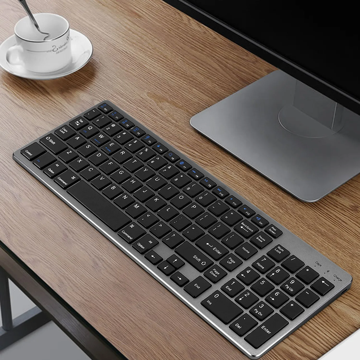 Spanish English Slim Magic Style Bluetooth Keyboard Silent Scissor-Switch Keys Rechargeable Wireless Keyboard for Laptop PC