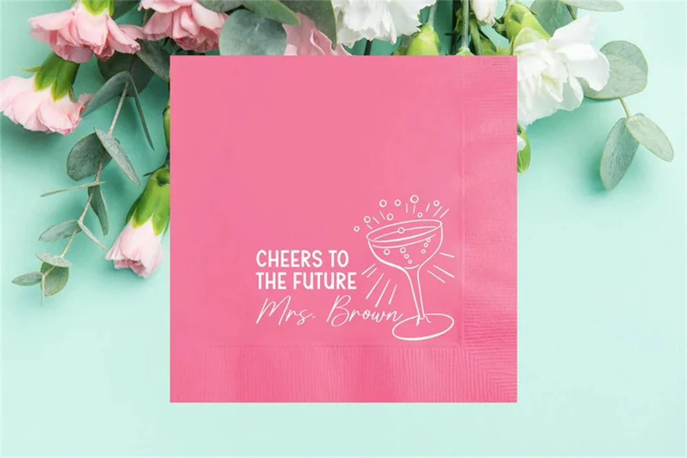 50PCS Cheers to The Future Mrs. Bachelorette Party Napkins, Custom Bridal Shower, Personalized Bride Shower Decors, Bridal Brunc