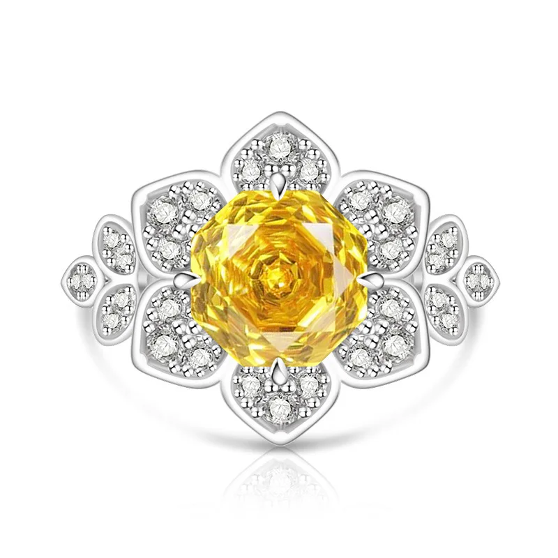 Fashion Rose Six-Petal Snowflake 925 Sterling Silver Ring - Ideal for Engagement, Proposal, Party, Elegant Jewelry