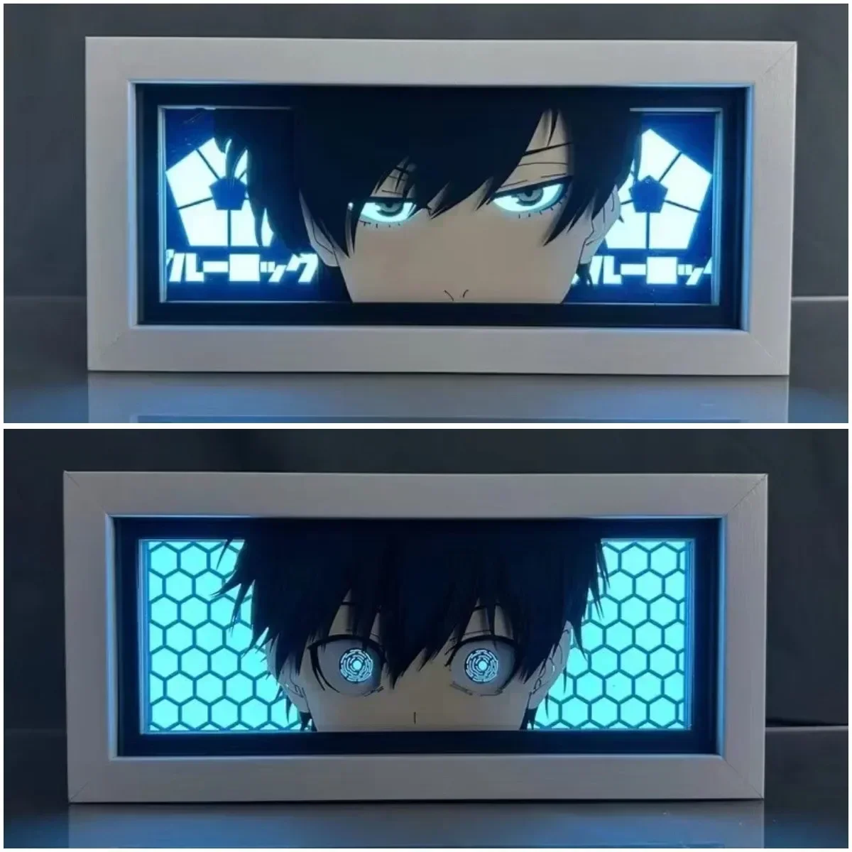 3D Anime Rin Itoshi LED Lamp Box Yoichi Isagi Blue Action Figure Toys Paper Carving Light Manga Night Light Boy Brithday Gift