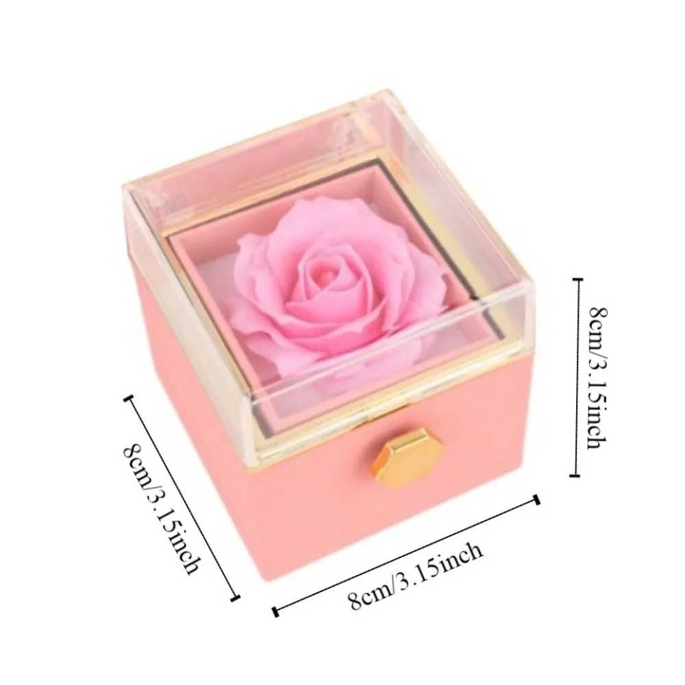 Rotation Rose Jewelry Gift Box Ring Display Eternal Rose Proposal Ring Boxes Luxury Dustproof Jewelry Display Rack Marriage
