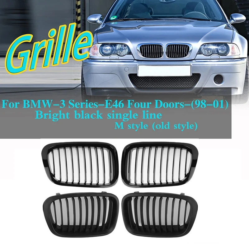 

Kidney Grille Front Bumper Racing Performence Grill Fit For 3Series BMW E46 Sedan Touring 4Door 1998-2002 Car accessories