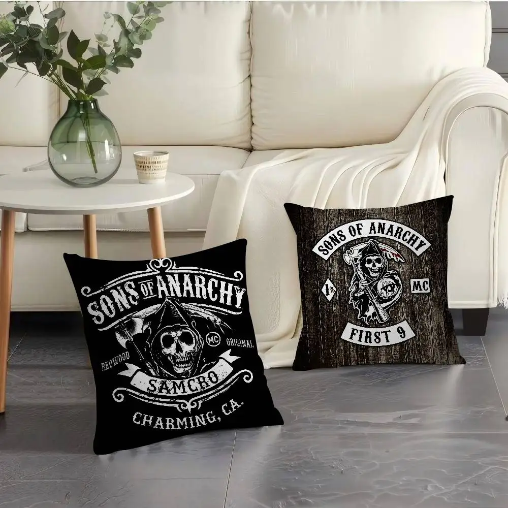Classic Crime S-Sons Of A-Anarchy Double-sided Printed pillow cover Short plush Suitable living rooms sofas throw cushion cover