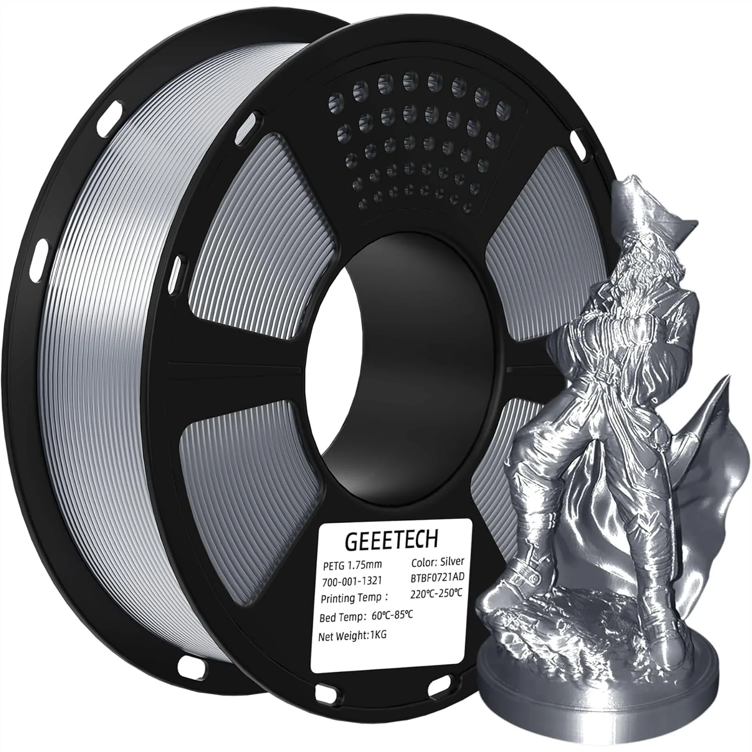 

PETG Filament 1.75mm, 1 KG Spool 3D Printer Filament, High Toughness, ±0.02mm Accuracy, Neatly Wound, Non-Clogging, for Most FDM