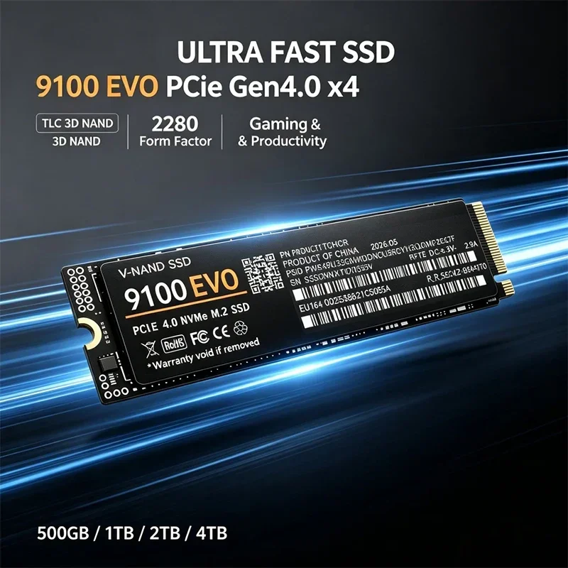 Internal M.2 NVMe SSD 9100 EVO PCIe Gen4.0 X4 TLC 3D NAND 500GB 1TB 2TB 4TB 2280 Drive For PC Laptop