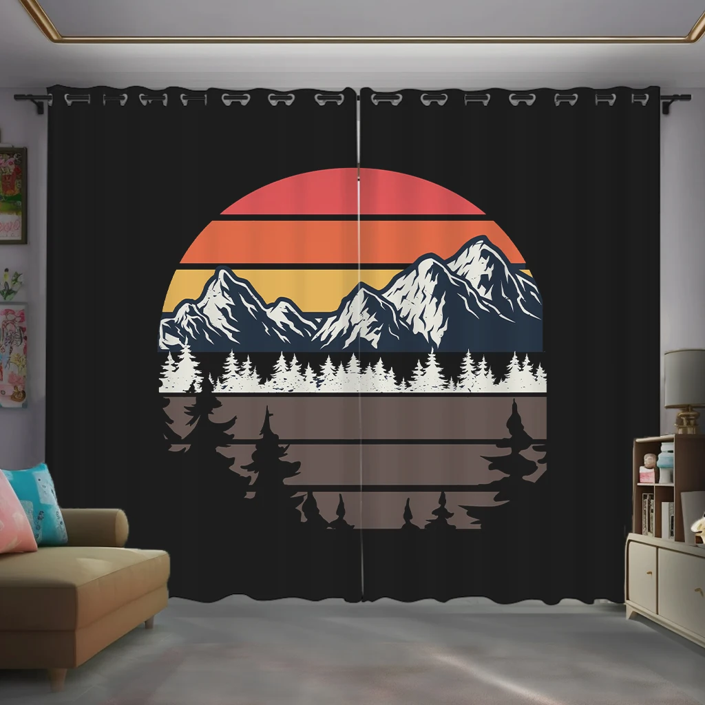 2 Panel American Vintage Industrial Curtain Custom Hipster Studio Semi-blackout Male Bedroom Living Room Kitchen Window Curtain