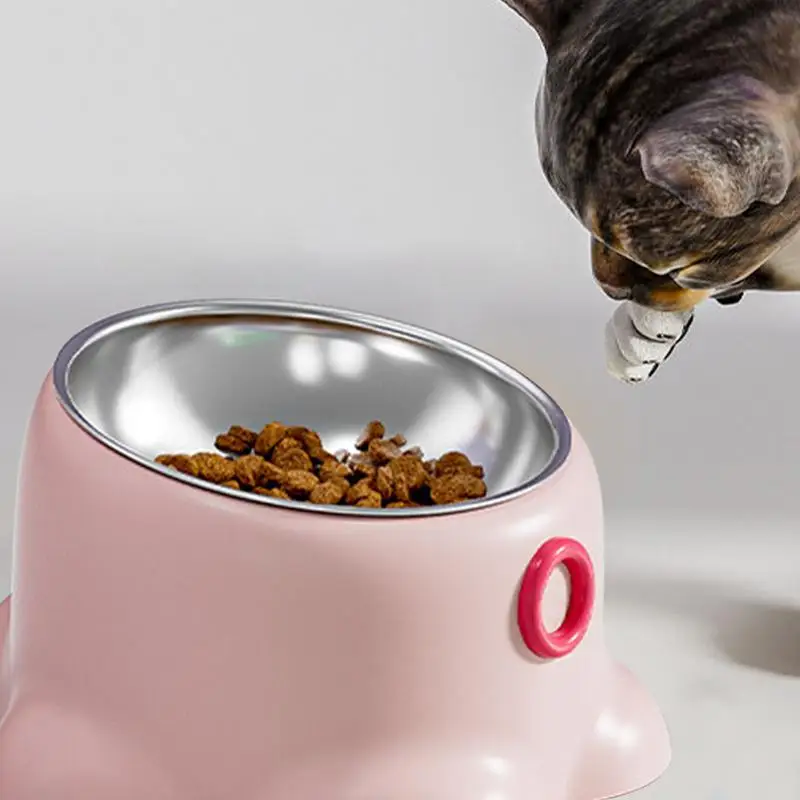 Cat Bowl Raised Dog Cat Water Food Feeding Bowl Tilted Indoor Outdoor Pet Bowl Holder With Prevent Tipping Stable Base For