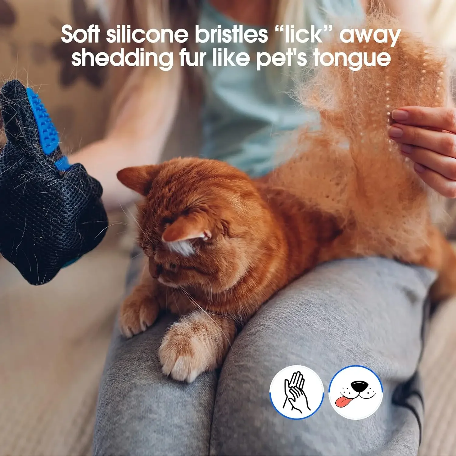 Guanti per toelettatura animali domestici Spazzole per gatti per una spargimento delicato Guanti efficienti per la rimozione dei peli degli animali