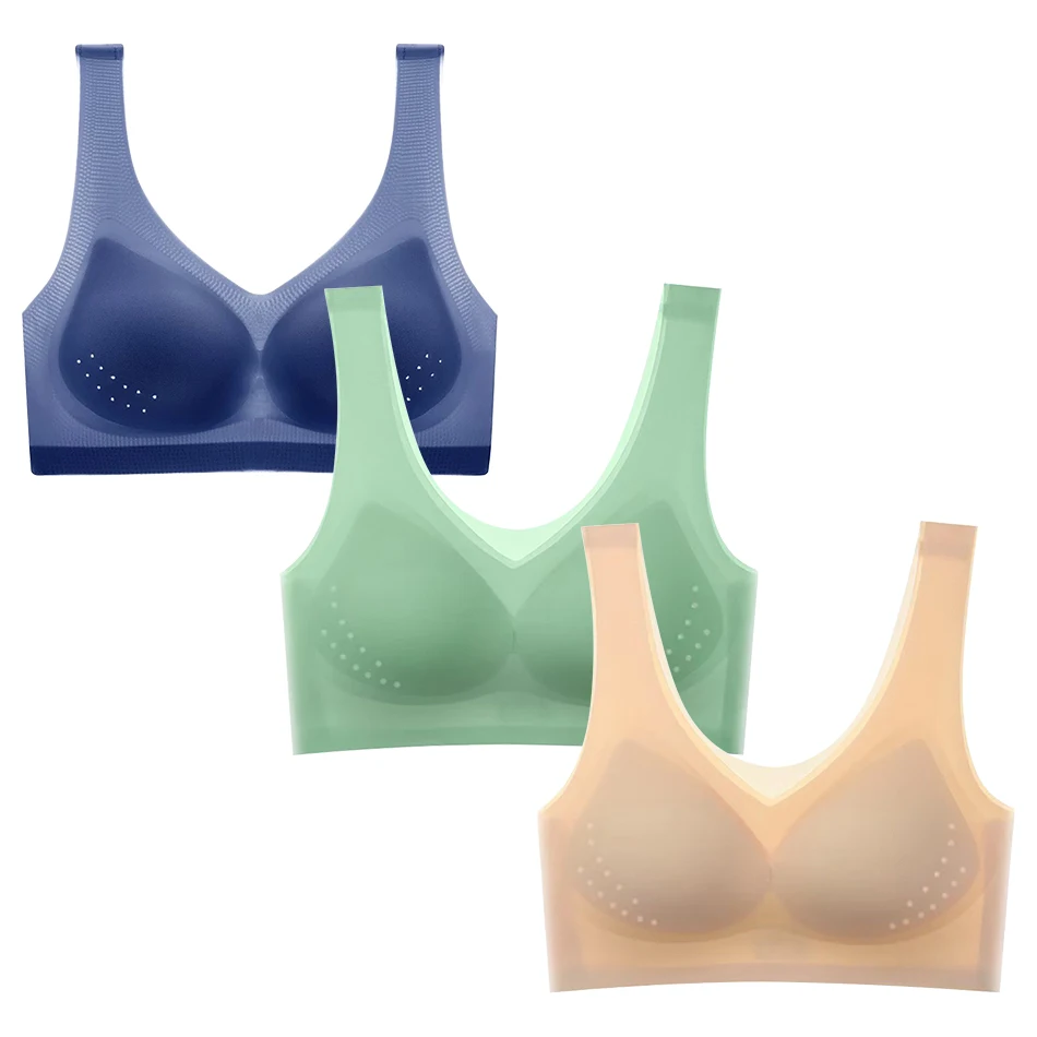 Ultra Thin Soft and Backless Women Plus Size no Underwire Shaping Bras with Ice Silk for Summer Comfortable and Seamless Look