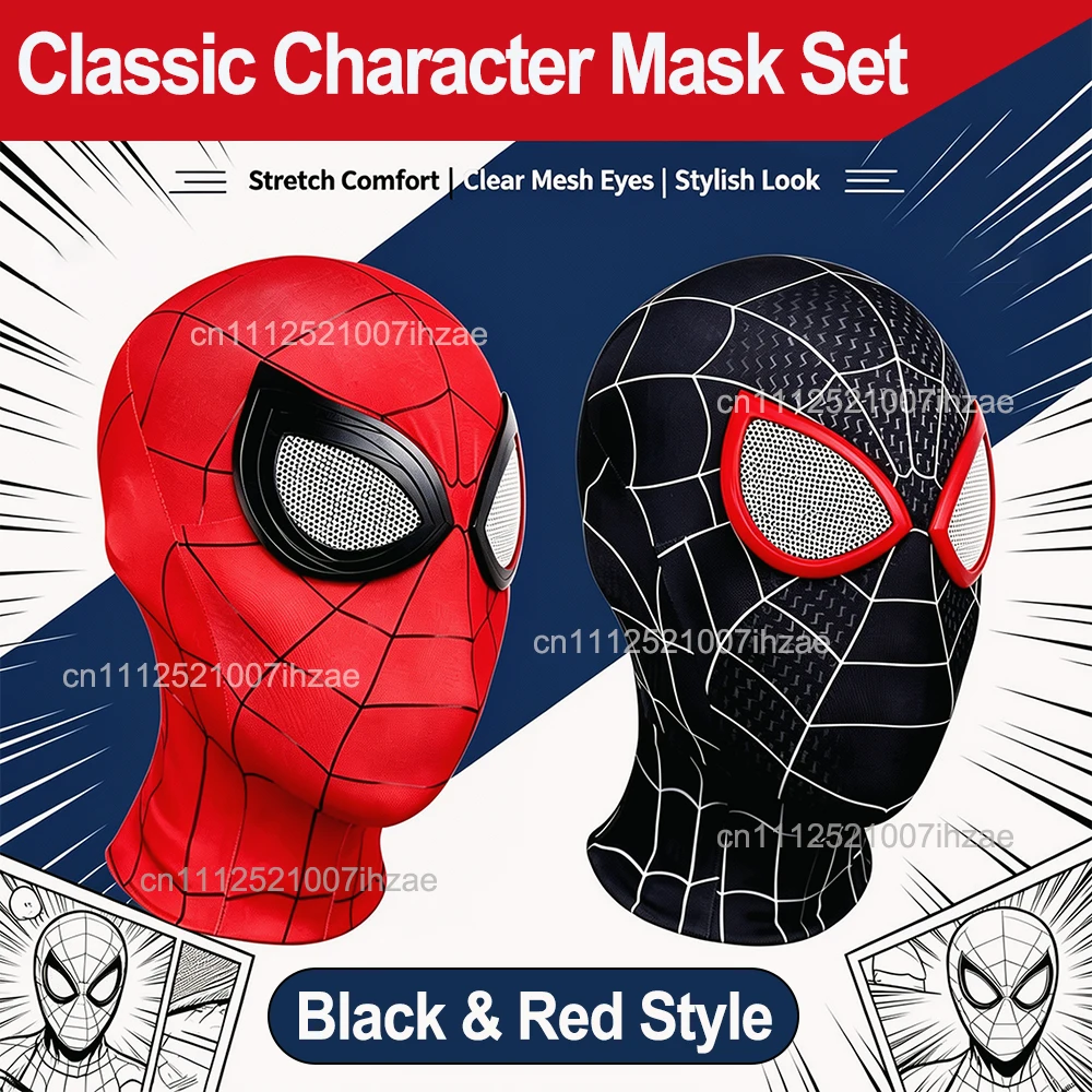 Marvel Superheld Spiderman Maske Kostüm Atmungsaktive Hochelastische Maske Spider-Linse Cosplay Hut Geschenk für Fans Halloween Cosplay – Detail 1