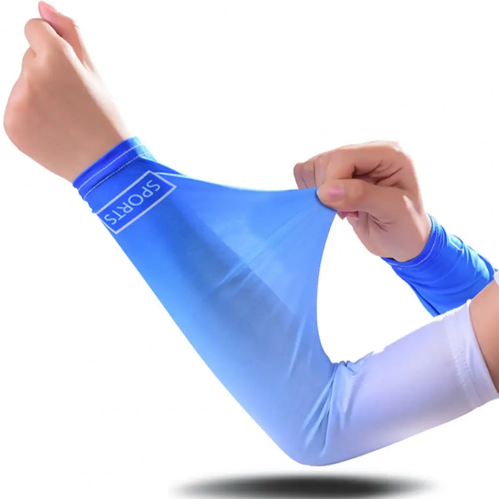 1 Pair Arm Sleeve Stretchy Cool Lengthen Sweat Absorbing Quick-drying Cycling Sleeve for Riding UV Protection Running Sleeves