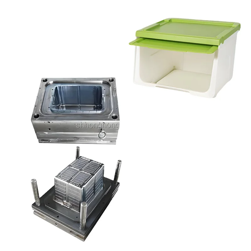 HH Brand H1012 Large Capacity Heavy-Duty Foldable Storage Box Custom Injection Molded 3-Sided Opening Plastic Container