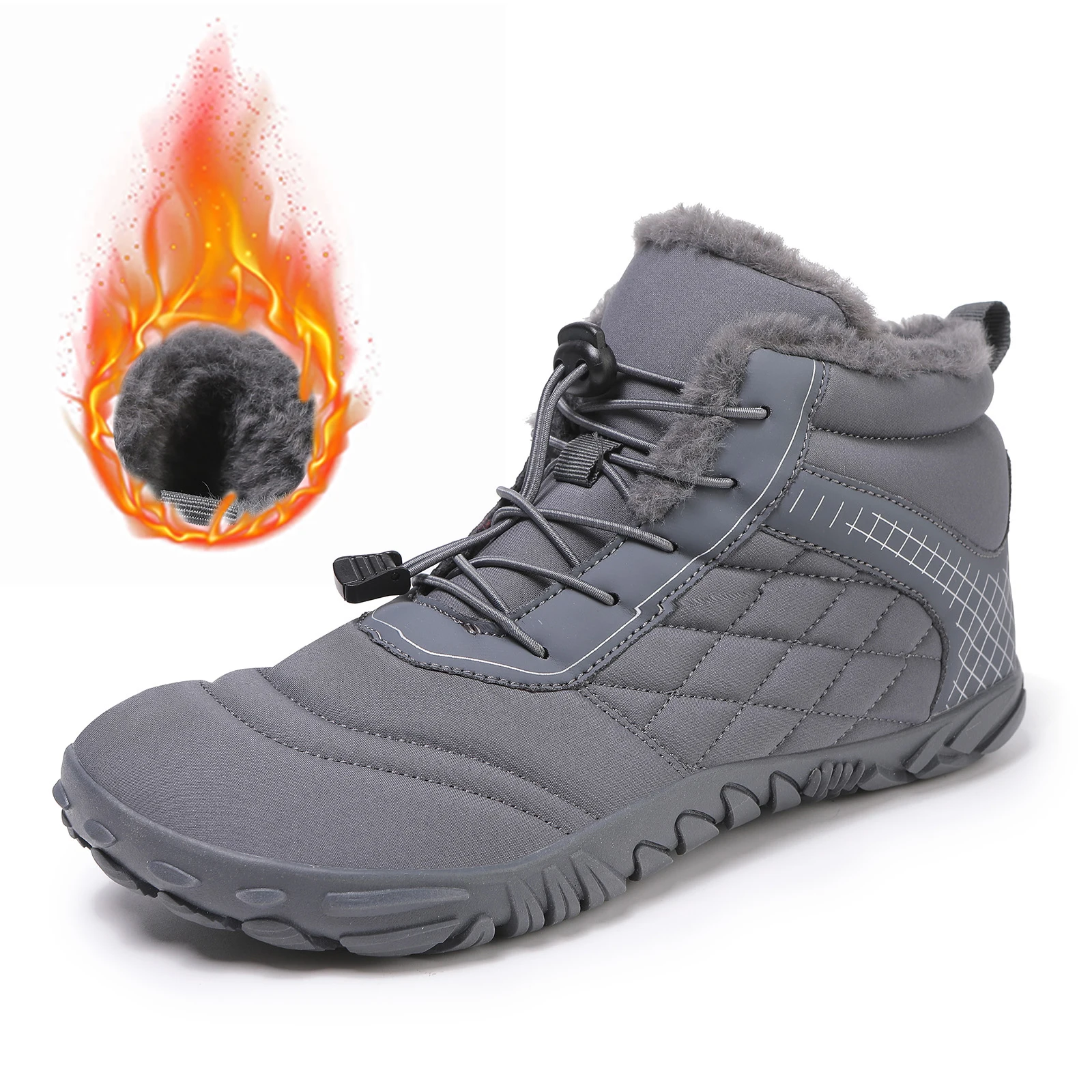 

Plus Size Barefoot Hiking Boot Thermal Ankle Bootie Anti-slip Casual Sneakers Thickened for Men Women