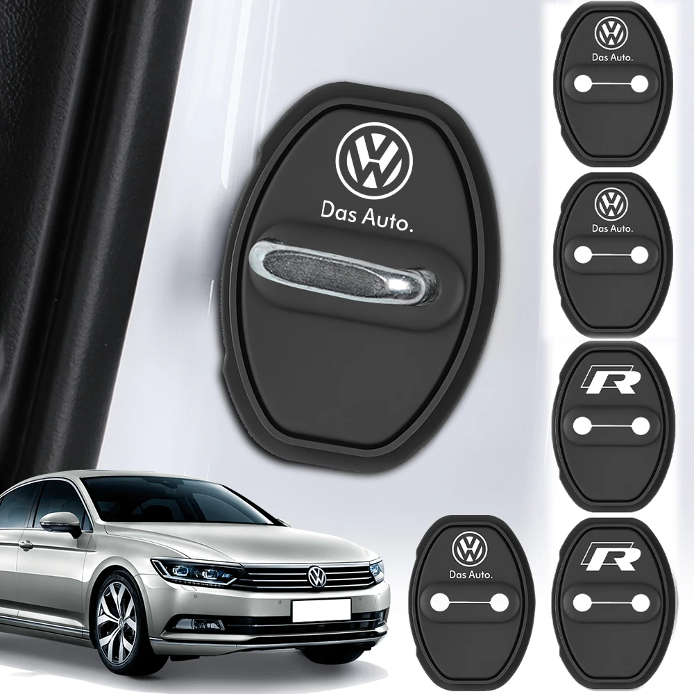 4PCS Silicone Car Door Lock cover Protective Buckle Cover Stickers For Volkswagen VW R GOLF MK6 MK7 Polo Tiguan Beetle Passat B8