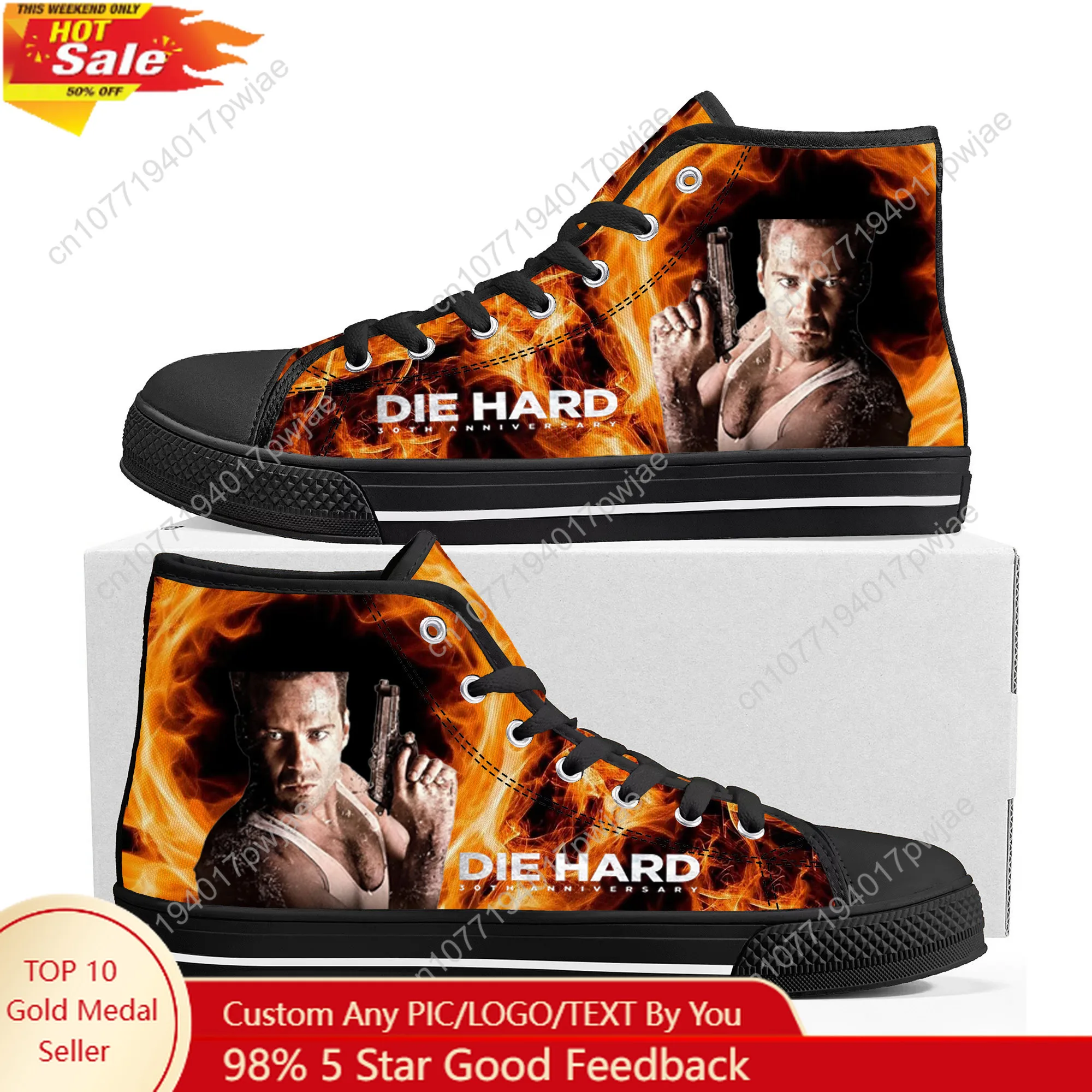 

Die Hard Movie High Top Sneakers John McClane Mens Womens Teenager Canvas Sneaker Ghana Hiking Casual Shoes Custom Shoes