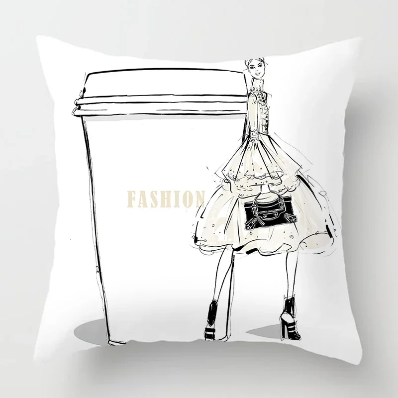 Customizable Sofa Home Decor Living Room Decor Nordic Print Fashion Cup Women Pillow Cover Cushion Cover