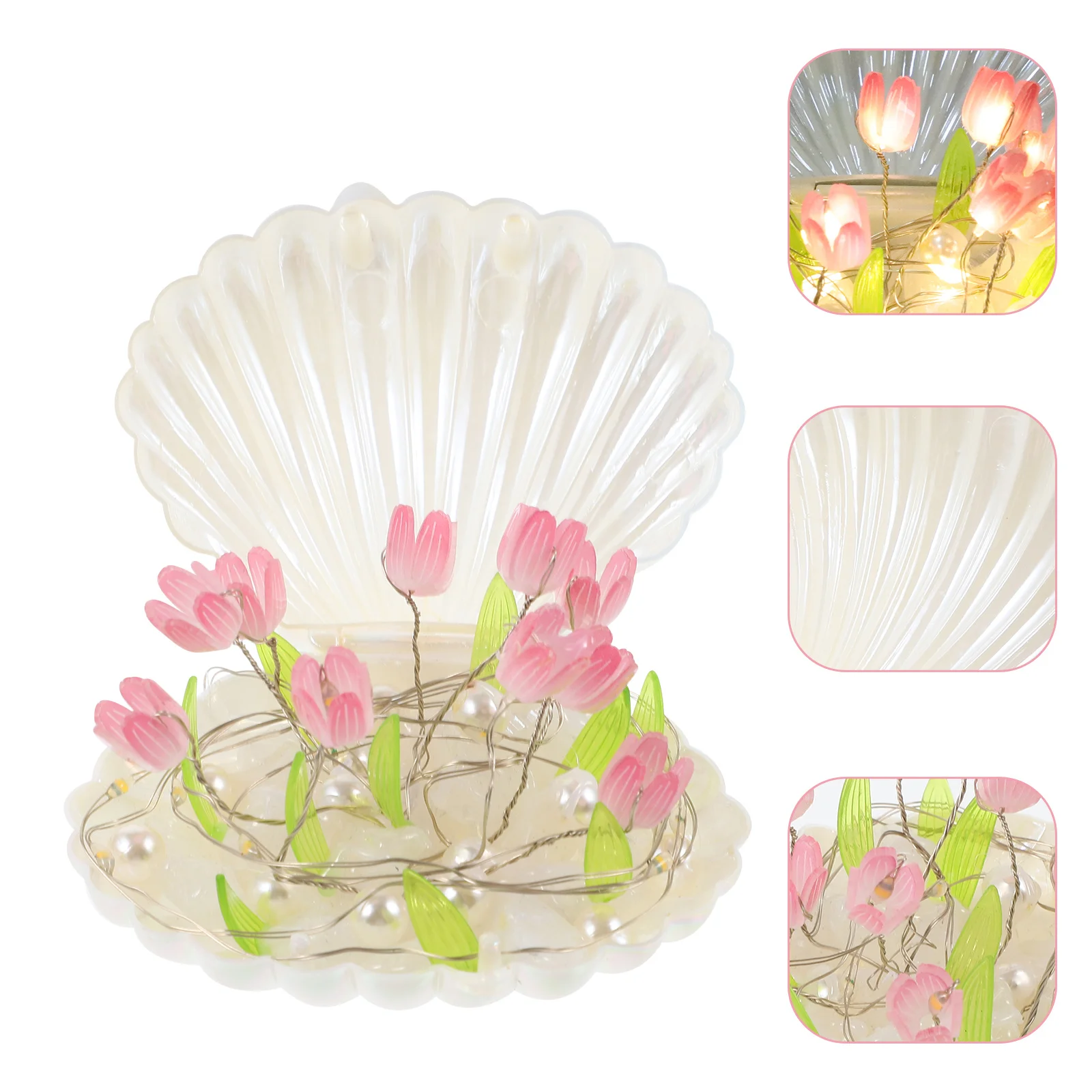 1 مجموعة اليدوية DIY توليب قذيفة ضوء الليل ديكور مصباح غرفة النوم السرير الجدول ضوء رومانسية الدافئة توهج DIY توليب ليلة مصباح