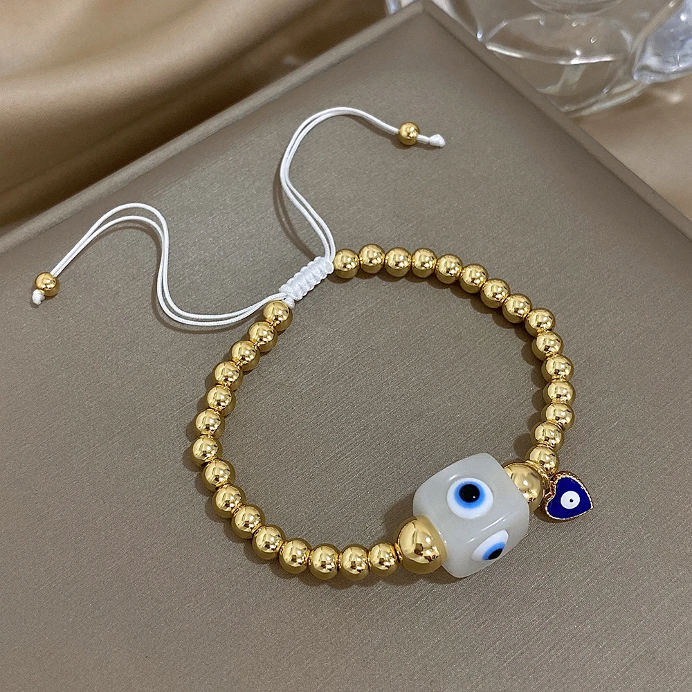 GREATEER-أساور مجدولة محظوظة للعين الشريرة للرجال والنساء ، سلسلة مطرزة قابلة للتعديل ، لون ذهبي ، سحر صداقة الزوجين ، هدايا مجوهرات #3