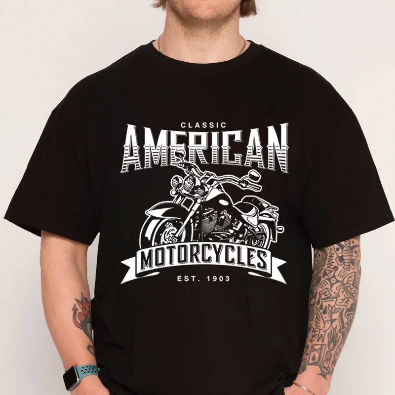 

Classic American Motorcycles T-shirt New Fashion 100% Cotton Men Short Sleeve O-Neck Casual T Shirt
