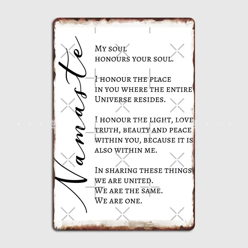 Namaste Meaning Spiritual Greeting Poster Metal Plaque Club Home Living Room Design Painting Décor Tin Sign Poster