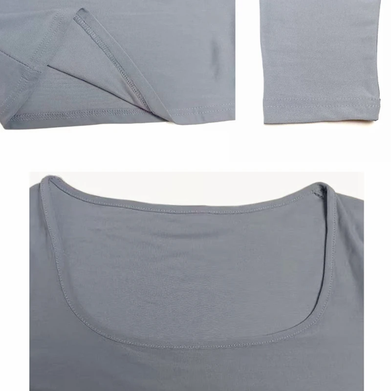 Long Sleeve T-shirt Slim Tops Sexy Woman Clothing Square-Cut Collar Close-fitting Tee Shirt Street Wear Fall 2025 New 2523 image 5