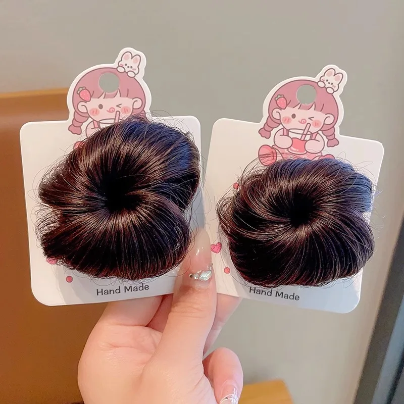 2pcs Children\'s Wig Braids Girl Lantern Bubble Ponytail Kids Simulate Plait Toddler Cute Fake Double Pigtails Hair Accessories