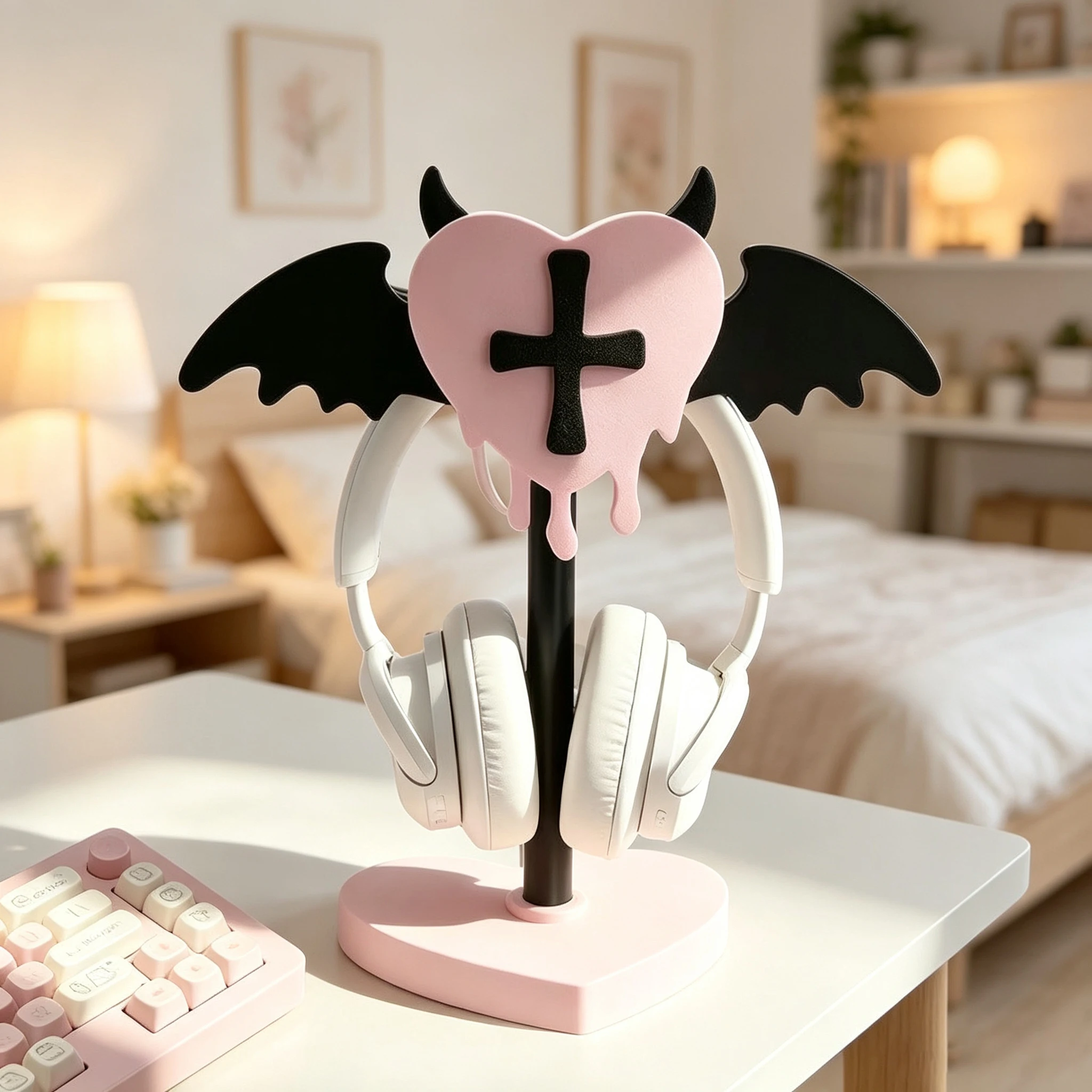 Support pour casque en forme de petit diable mignon, support de rangement de bureau pour jeux de haute qualité, support universel pour casque circum-auriculaire, décoration, cadeau