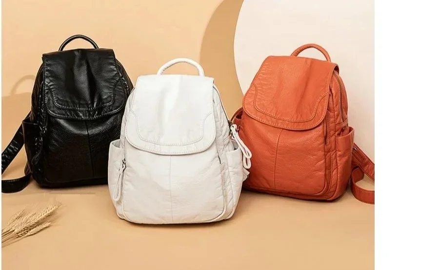 2026 Vintage-Rucksack aus gewaschenem Leder für Teenager-Mädchen, kleine Schultasche, lässiger Tagesrucksack, geräumiger, kompakter Reiserucksack – Detail 3