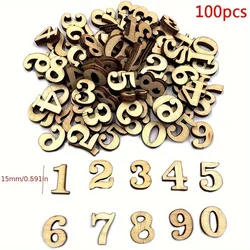 100 Pcs Wooden Numbers Blank Unpainted Wooden Numbers Mini Blank Wood Numbers for Scrapbooking