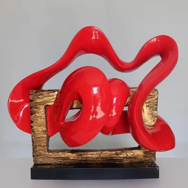 *&z Manufacturer Customized Production Abstract Resin Sculpture Desktop Interior Decoration Ornaments Red Resin Sculpture~.