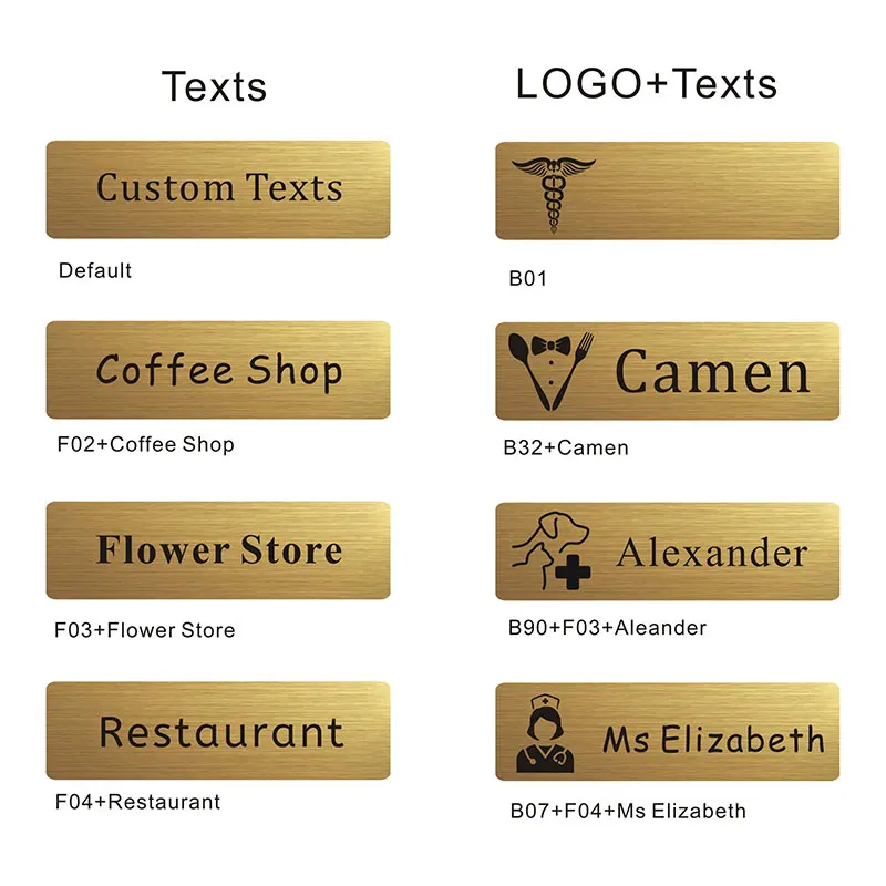 Distintivo con nome personalizzato Estetista Etichetta in acciaio inossidabile dorato spazzolato Testi neri incisi - Porta spilla per targhetta identificativa in metallo non sbiadito 7X2 cm