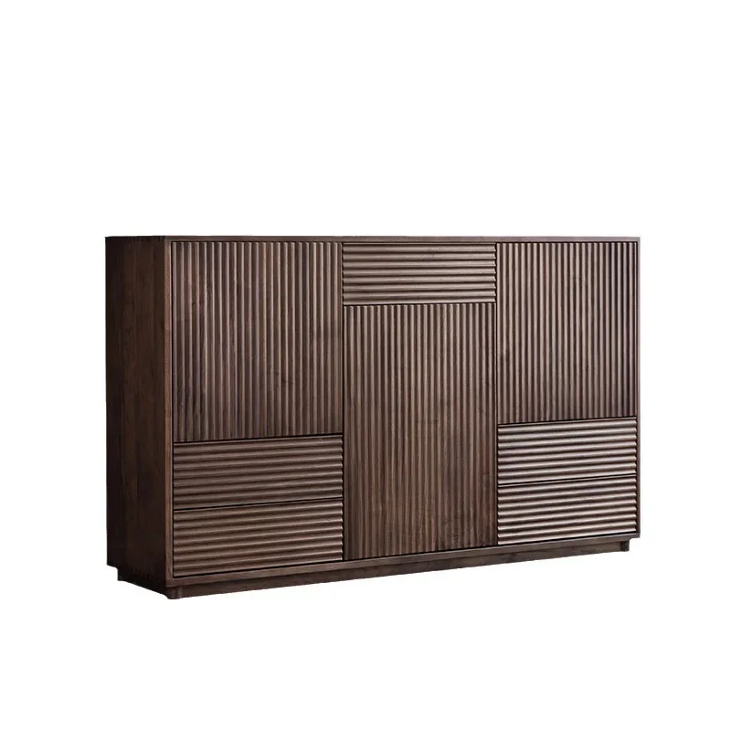 

Nordic black walnut dining side cabinet, simple modern chest , small apartment household tea cabinet