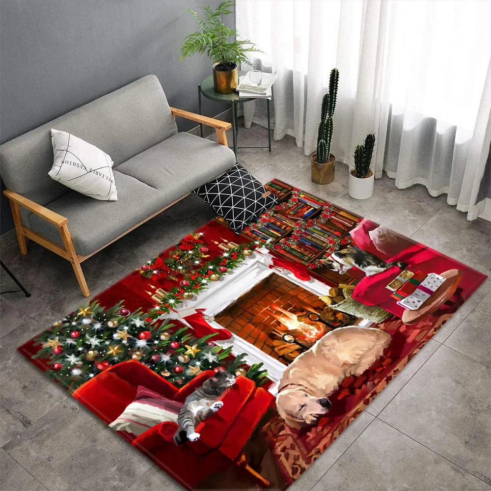 Christmas Carpet for Living Room Home Decoration Rugs Santa Claus Kids Room Children Bedroom Bedside Mats New Year Gifts