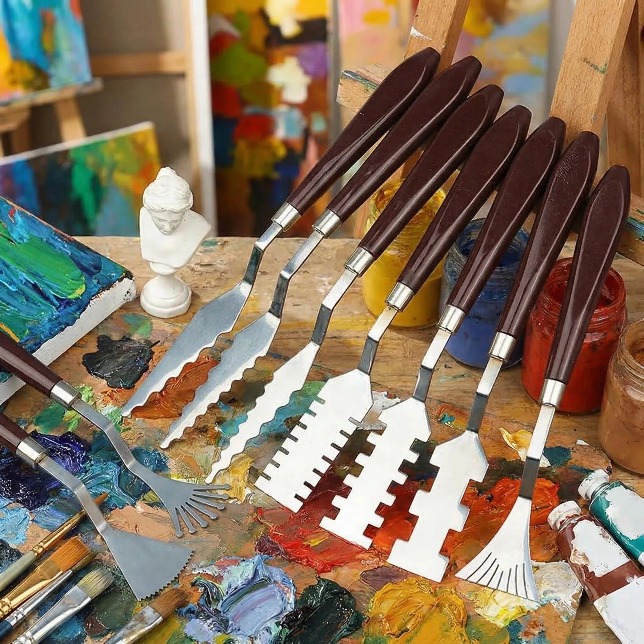5/9Pcs Shaped Palette Knife Set, Stainless Steel Oil Painting Spatula, Artist Mixing Tools for Acrylic Canvas Art