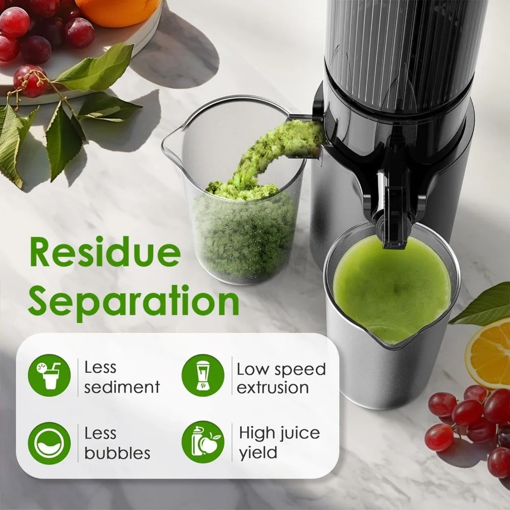 Spremiagrumi a freddo a bassa velocità da 4.1 pollici (104MM) con scivolo di alimentazione ultra largo, utilizzato per spremiagrumi puri di frutta e verdura