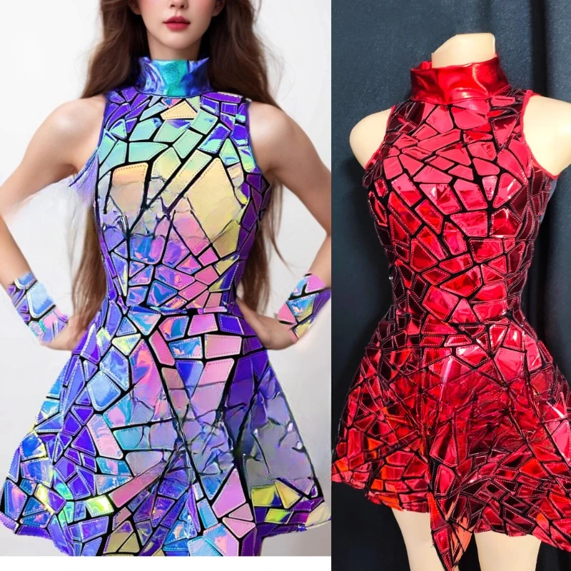 

Laser Rabbit Costume Bar Dance Ds Bar Gogo Costume Sequins Laser Mirror Sexy Jazz Dancer Women' Singer Stage Performance Clothes