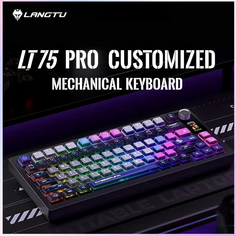 

Langtu LT75 PRO Индивидуальная механическая клавиатура, трехрежимная беспроводная киберспортивная клавиатура, цветной экран, 10000 мАч, длительный срок службы батареи RGB