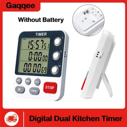 Digital Dual Kitchen Timer 3 Channels Count UP Down Timer Cooking Timer Large Display Loud Volume Alarm with Magnetic Back Stand