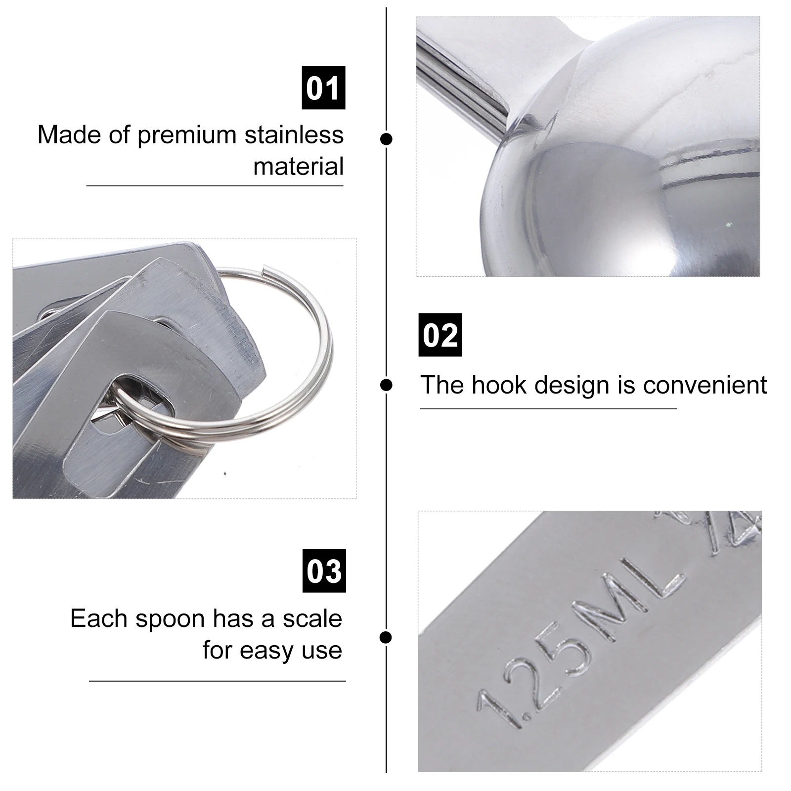 

5 шт., набор мерных ложек из нержавеющей стали, многоцелевой портативный измерительный инструмент для выпечки, приготовления пищи, кухонные аксессуары