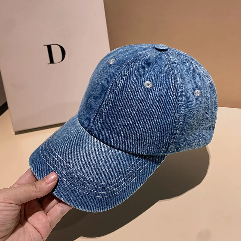 Hat for Women Men Vintage Solid Denim Baseball Cap Snapback Washed Simple Visor Cap Men Golf Hat Casquette Kpop Trucker Hat